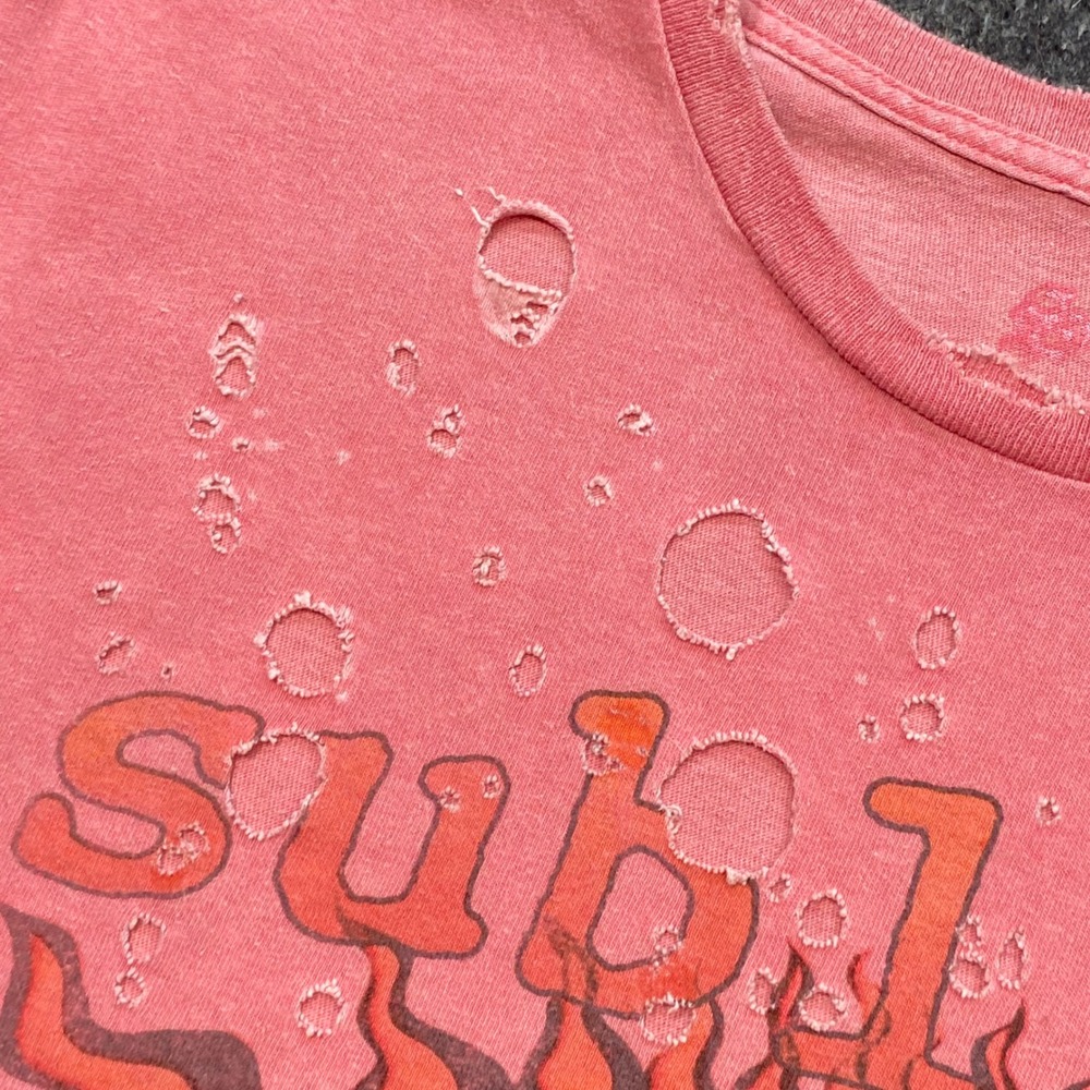 Sublime Band TShirt Sz XL Mens Pink Grunge Distressed Sun Logo Long Beach Tee - Picture 3 of 7